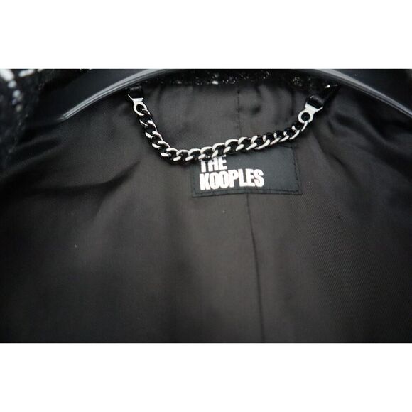 The Kooples FVES28011K Women's Sz 34 Black & White Metallic Tweed Blazer - Picture 3 of 11